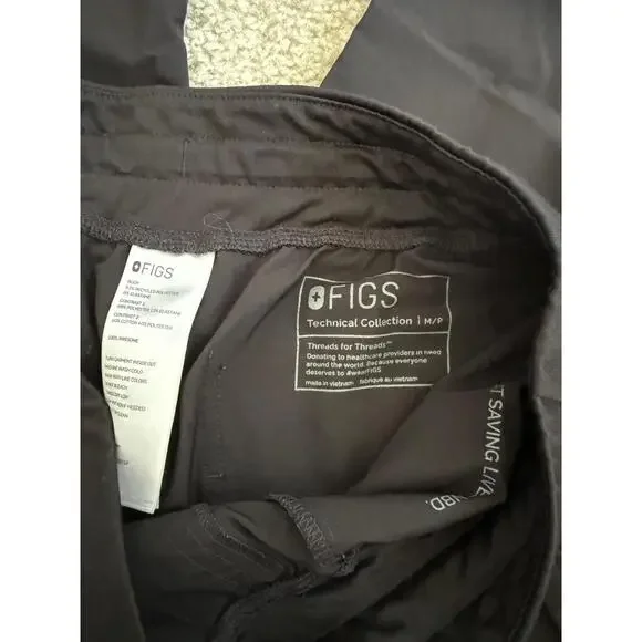 Figs Black Joggers with Teal Drawstring - Picture 3 of 3